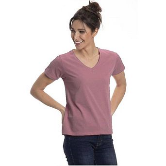 Short Sleeve Classic Cotton V-Neck T-Shirt for Women in Pretty Spring Colors