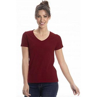 Short Sleeve Classic Cotton V-Neck T-Shirt for Women in Pretty Spring Colors