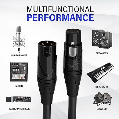 LyxPro XLR Cable, 75 Feet Male-to-Female, 3 Pin Mic Cable