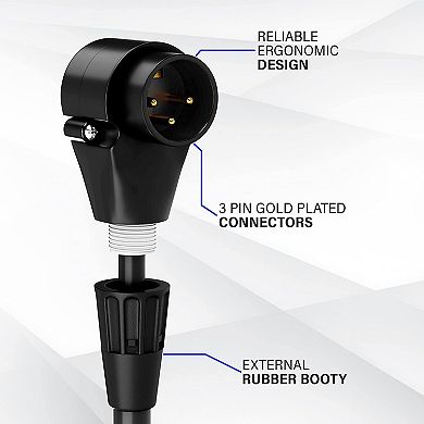 LyxPro Right Angle Male-to-Female XLR Microphone Cable 25ft