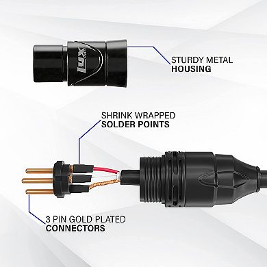 LyxPro Right Angle Male-to-Female XLR Microphone Cable 1,5ft