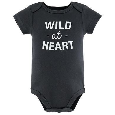 The Peanutshell Baby Boy or Baby Girl Short Sleeve Bodysuits, 5 Pack, Safari Animals