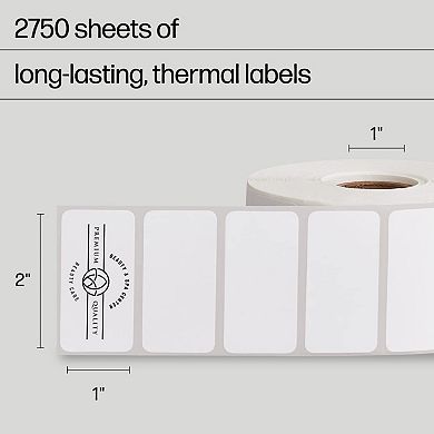 HP 2x1 in. Thermal Shipping Labels, 2 Paper Rolls, 1375 Sheets x Roll