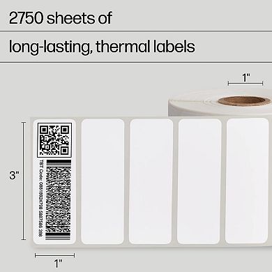 HP 3x1 in. Thermal Shipping Labels, 2 Paper Rolls, 1375 Sheets x Roll