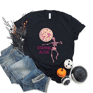 Staying Alive Disco Ball Short Sleeve Graphic Tee