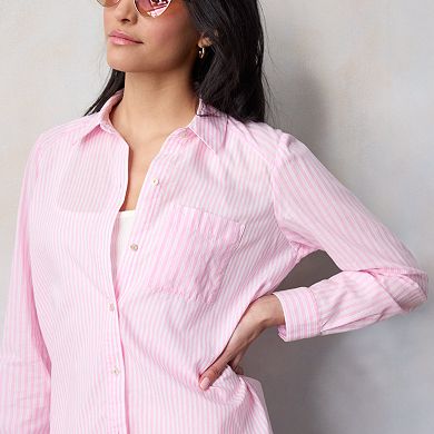 Petite LC Lauren Conrad Relaxed Shirt with Front Pocket