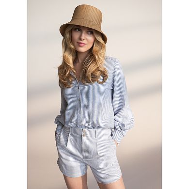 Petite LC Lauren Conrad Oversized Volume Sleeve Linen Blend Button Down Shirt