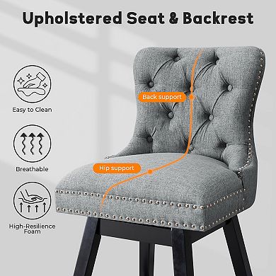 Unikome Tufted Counter Height Bar Stools, Comfortable Backrest for Dining Room & Counter Spaces