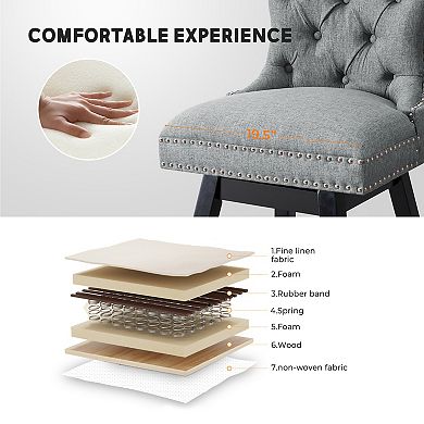 Unikome Tufted Counter Height Bar Stools, Comfortable Backrest for Dining Room & Counter Spaces