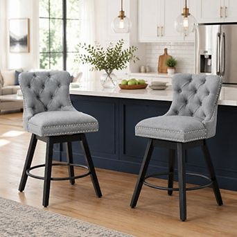 Unikome Tufted Counter Height Bar Stools, Comfortable Backrest for Dining Room & Counter Spaces