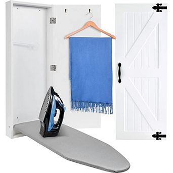 Ivation Wall-Mounted Ironing Board Cabinet with Farmhouse Door