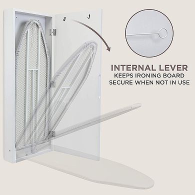 Ivation Wall-Mounted Ironing Board Cabinet with Farmhouse Door