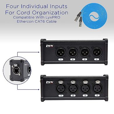 LyxPro 4-Channel XLR Ethercon Cable Extender, 2 Pack