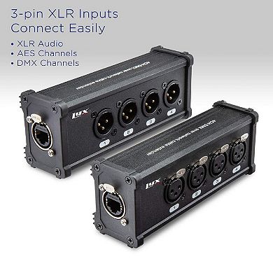 LyxPro 4-Channel XLR Ethercon Cable Extender, 2 Pack