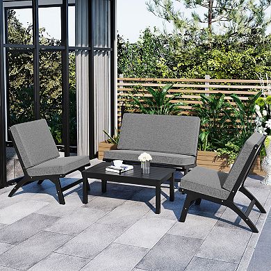 Merax 4-Piece V-shaped Seats set,Garden Furniture,Outdoor seating,