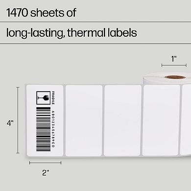 HP 4x2 in. Thermal Shipping Labels, 2 Paper Rolls, 735 Sheets x Roll