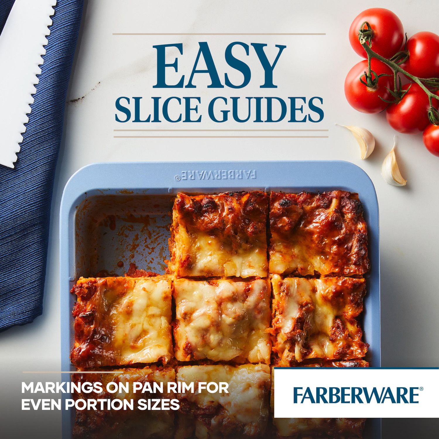 Teglia Per Biscotti Antiaderente Farberware Easy Solutions 25,4x38,1 Cm - Blu Con Guide Porzioni