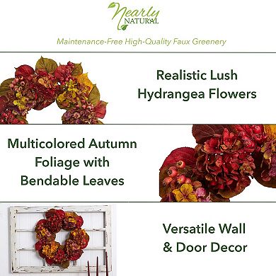 nearly natural 24" Fall Hydrangea Wreath