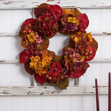 nearly natural 24" Fall Hydrangea Wreath