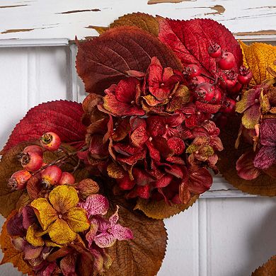 nearly natural 24" Fall Hydrangea Wreath