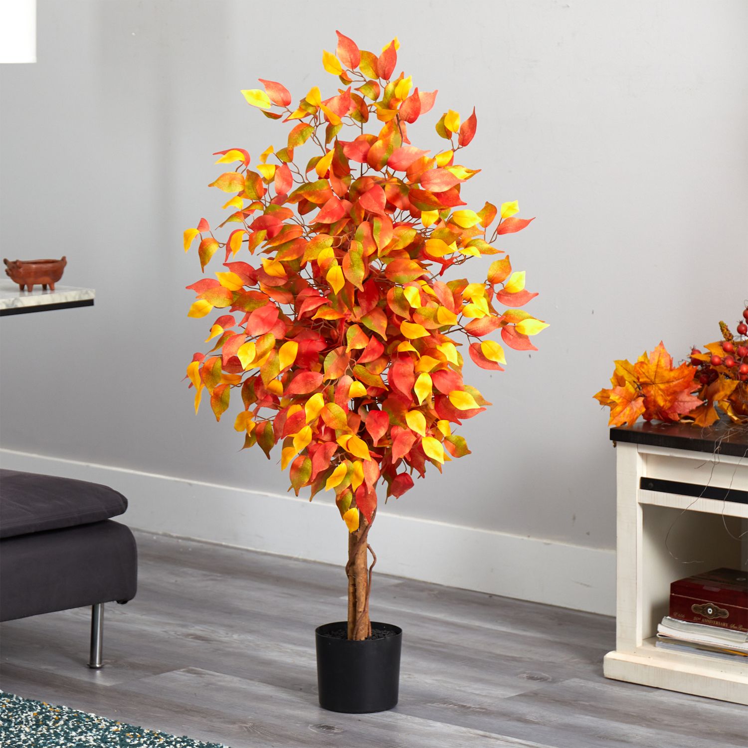 Nuptio 6ft Fall Leaves Garland With LED Lights – Autumn Maple Leaf & Pinecone Decor For Mantle, Fireplace, Porch