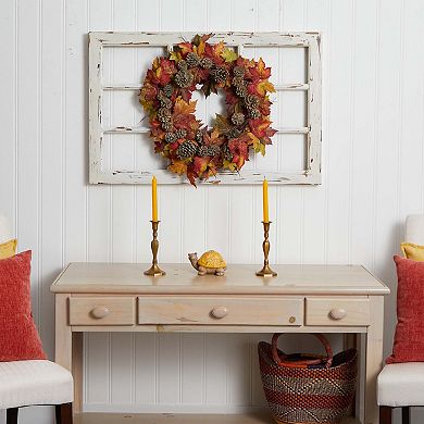 nearly natural 24" Maple and Pinecone Wreath