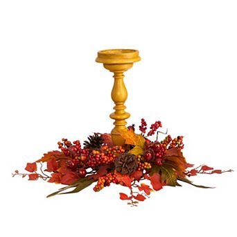 nearly natural 15" Harvest Fall Candelabrum Artificial Arrangement