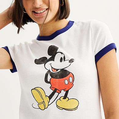 Juniors' Disney's Mickey Mouse Short Sleeve Graphic Tee
