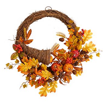 nearly natural 26" Autumn Cornucopia Artificial Wreath