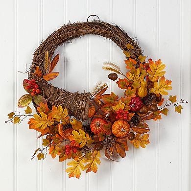 nearly natural 26" Autumn Cornucopia Artificial Wreath