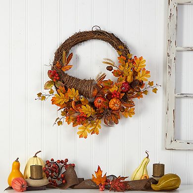 nearly natural 26" Autumn Cornucopia Artificial Wreath