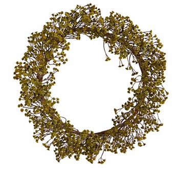 nearly natural 20" Artificial Gypsophila Autumn Wreath