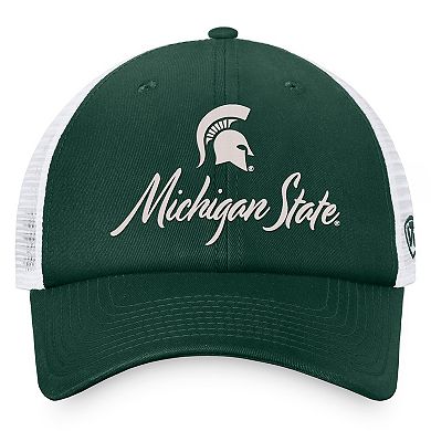 Women's Top of the World Green/White Michigan State Spartans Charm Trucker Adjustable Hat
