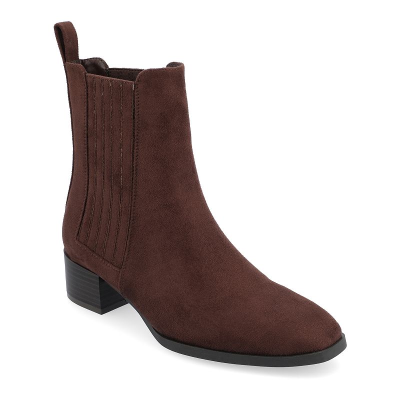 Journee Collection Womens Wrenley Stacked Heel Booties, 6 Medium, Brown