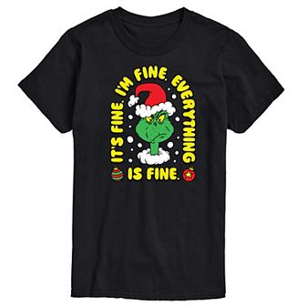 Big & Tall Dr. Seuss The Grinch Everything Is Fine Graphic Tee