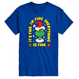 Big & Tall Dr. Seuss The Grinch Everything Is Fine Graphic Tee