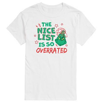 Big & Tall Dr. Seuss The Grinch Nice List Overrated Graphic Tee