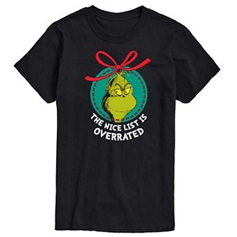 Big & Tall Dr. Seuss The Grinch Nice List Overrated Graphic Tee