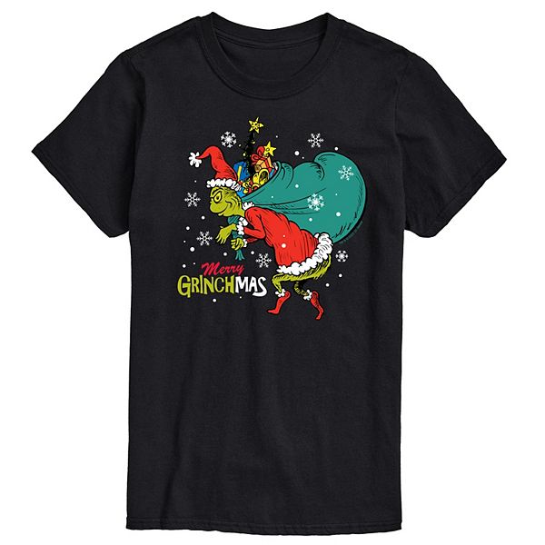 Big & Tall Dr. Seuss The Grinch Merry Grinchmas Toy Bag Graphic Tee