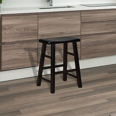 eHemco Heavy-Duty Solid Wood Saddle Seat Kitchen Counter Height Barstools