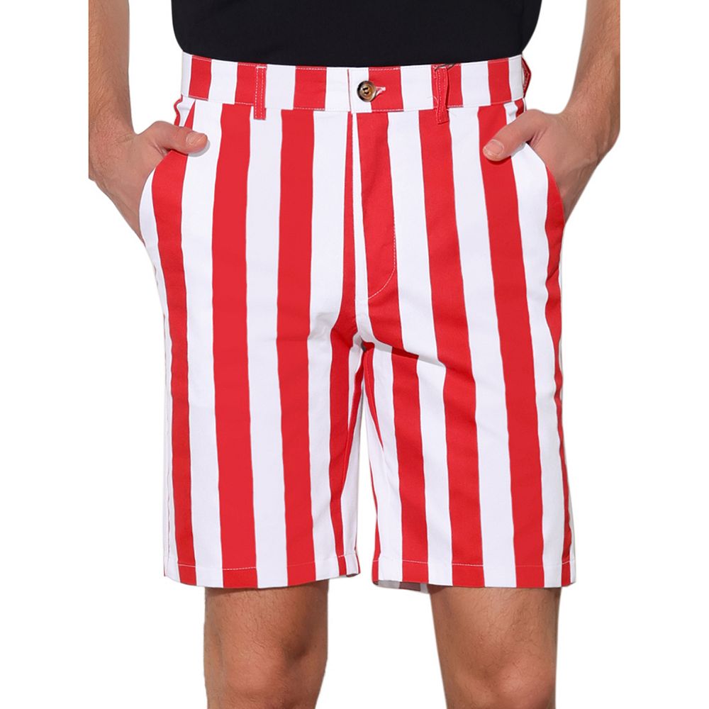 Striped Dress Shorts For Men's Summer Regular Fit Flat Front