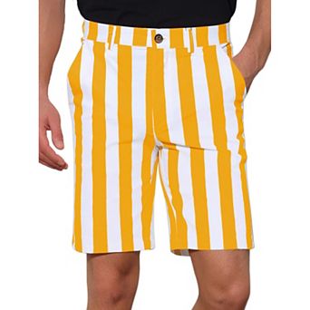 Striped Dress Shorts For Men's Summer Regular Fit Flat Front Chino Shorts