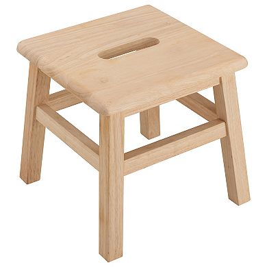 eHemco Solid Hardwood Wooden Step Stool with 200 lb. Load Capacity for Adults and Kids, 12.25 Inches