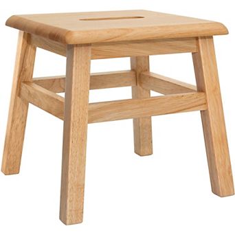 eHemco Solid Hardwood Wooden Step Stool with 200 lb. Load Capacity for Adults and Kids, 12.25 Inches