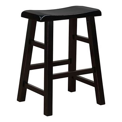 eHemco Heavy-Duty Solid Wood Saddle Seat Kitchen Counter Height Barstools, 24 Inches, Set of 2