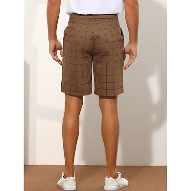 Plaid Shorts For Men's Regular Fit Flat Front Summer Chino Shorts