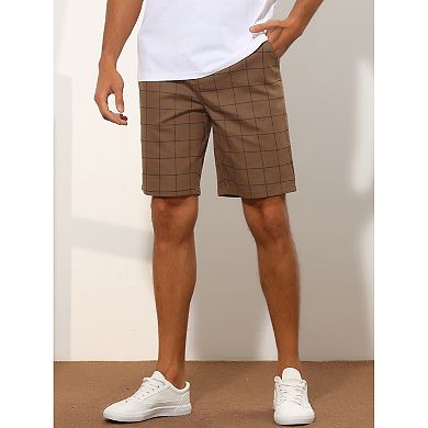 Plaid Shorts For Men's Regular Fit Flat Front Summer Chino Shorts