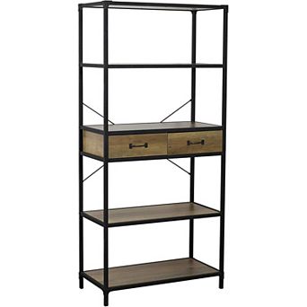 eHemco 5 tier Rustic Design Bookcase with 2 Drawers