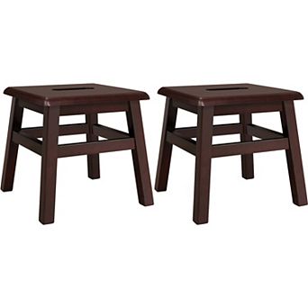 eHemco Solid Hardwood Wooden Step Stool for Adults and Kids with 200 lb. Load Capacity, Set of 2