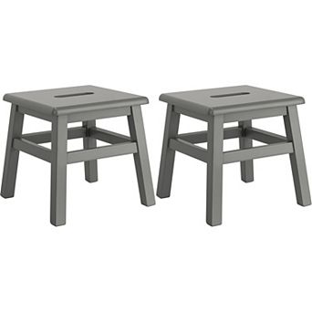 eHemco Solid Hardwood Wooden Step Stool for Adults and Kids with 200 lb. Load Capacity, Set of 2